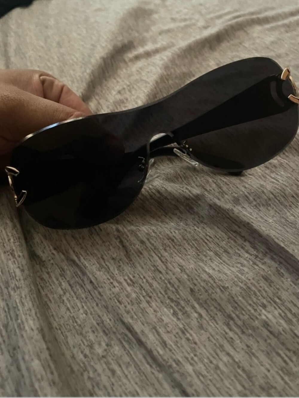 Chanel Black & Gold Oversized Sunglasses